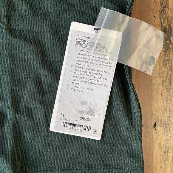 Mens Lululemon Pique Classic Fit SS Dark Green Polo Shirt MSRP $88 - Picture 3 of 3